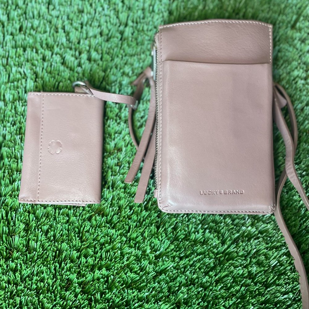 Pink Leather Lucky Brand Crossbody Woman's Wallet